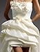 White Sleeveless Strapless 3D Floral Applique High Low Wedding Dress Ruffle Trailing Maxi Classy Fashion Evening Dress