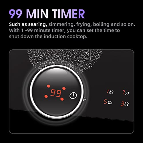 Doumigo Induction Cooktop, 30 Inch Electric Cooktop Built-In 4 Power Boost Cooktops Burners, 7400W 240V Fast Heat Electric Stove With Smooth Vitroceramic Glass Touch Screen, Kid Safety Lock #TOP3