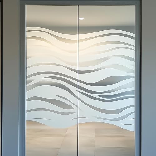 Vinilo esmerilado decorativo con diseño de ondas 100 cm miniatura 5