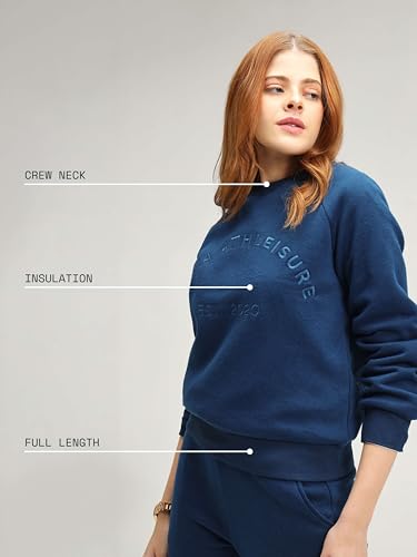Image of CAVA Essential Sweatshirt for Women | Brushed Fleece, Round Neck, Full Sleeves, Ribbed Cuffs, Embroidery Detail | Cozy Loungewear & Travelwear