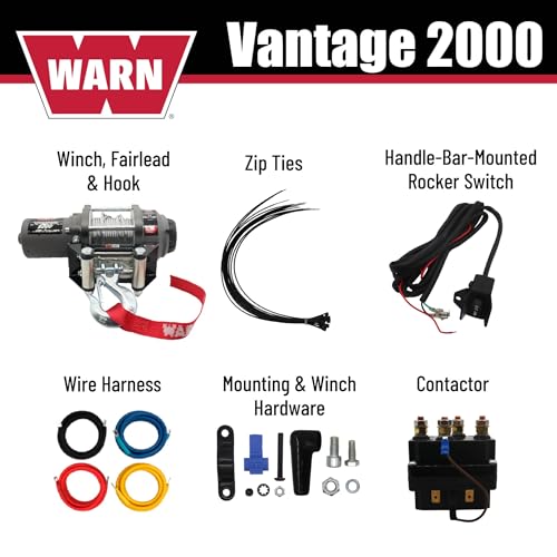 Image of WARN Vantage 2000 12V DC Electric Winch for ATV UTV Side-by-Side - 2000 lb Pulling Capacity, 55 Ft Steel Wire Rope, Fully Sealed Motor, Planetary Gear System, Roller Fairlead (Model 108212)