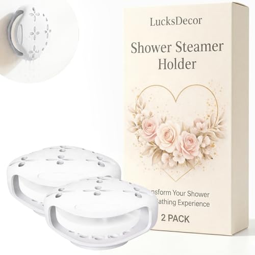LucksDecor Shower Steamer Tray & Holder with Suction Cup Non-Slip Silicone Molds for Aromatherapy Shower Steamers Aromatherapy Containers for Bathroom Bathroom Accessories Soap Holder (2 White)