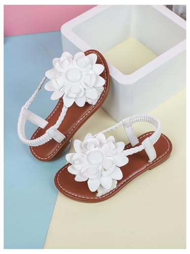 Verdusa Girl's 3D Flower Sandals Open Toe Ankle Strap Flat Vacation Sandals4