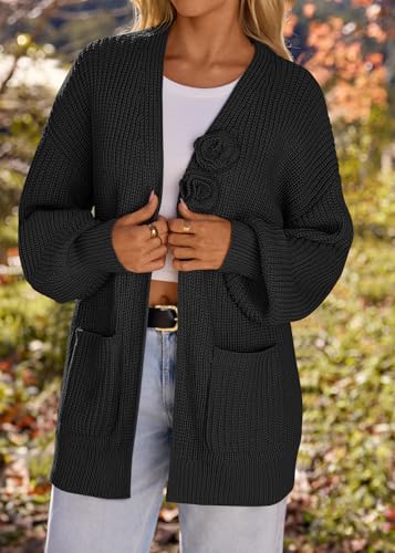Image of MEROKEETY Long Sleeve Oversized Cardigan Sweaters for Women | Fall Winter Sweaters, Open Front, Chunky Knit, 2026 Casual Work Outerwear with Pockets