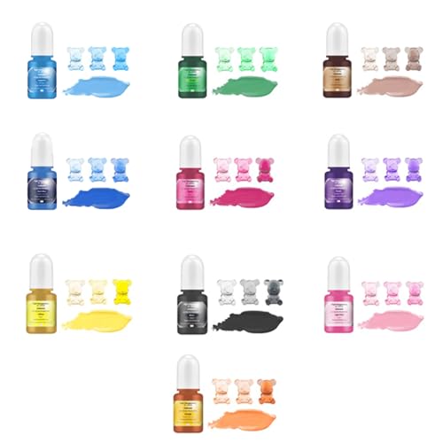 Canollo 10 Stück Farbpigmente für Gießpulver, Coloridol Farbpigmente Flüssig für Gießpulver, Epoxidharz Farbe je 5 ml, Epoxidharz Pigment Farbstoff Set, für Harz Kunst, Gipsfarbe, DIY Kunsthandwerk