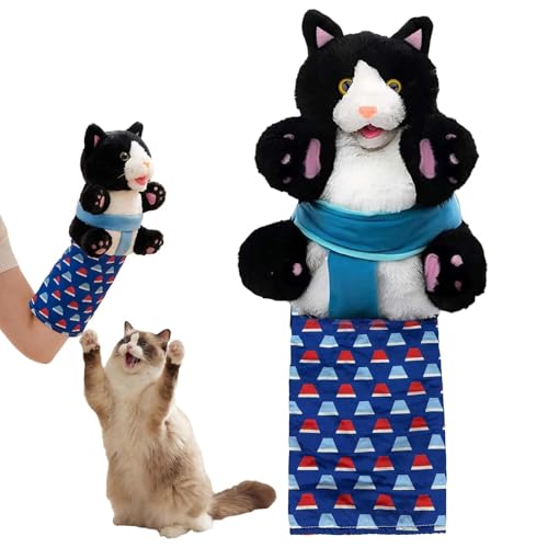 RoseYouth Interactive Cat Toys Cute Play Set with Wrestling Glove Karate Kitty Catsumo Wrestling Puppet Fun Interactive Toy for Indoor Cats & Kittens (cat)