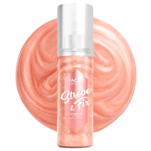 Image of FACES CANADA Ultime Pro Strobe Makeup Fixer Mini - Rose Gold, 50 ml | 12HR Long Lasting Makeup Setting Spray | Dewy Shimmery Glow Finish | Hydrating, Non-Sticky | Waterproof, Transferproof & Alcohol-Free