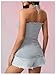 MakeMeChic Women's Ruffle Halter Tops Y2k Backless Frill Trim Going Out Tank Tops Grey Large