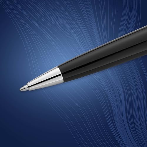 Waterman Expert Ballpoint Pen, Gloss Black with Chrome Trim, Medium Tip, Blue Ink, Luxury Pen in Gift Box - Supreme Writing Comfort, Signature Style, Polished, Professional - Thumbnail 4