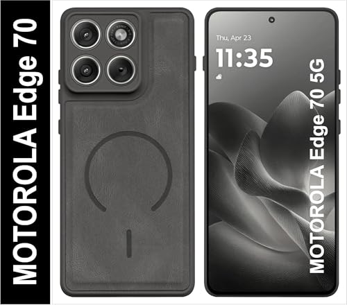 Image of SBMS Back Cover for Motorola Edge 70 5G | Ultra Slim Soft Rubberised Hard Case | Oil Feel Soft Leather Back | Mag-Safe Design (Mag-Safe Not Support) | Camera Protection Case for Moto Edge 70 (Grey)