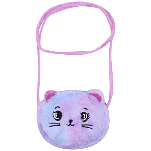 Image of Girls Fluffy Crossbody Purse Fuzzy Cat Crossbody Bag Cute Animal Tie Dye Purse Plush Shoulder Bag Coin Purse Wallet