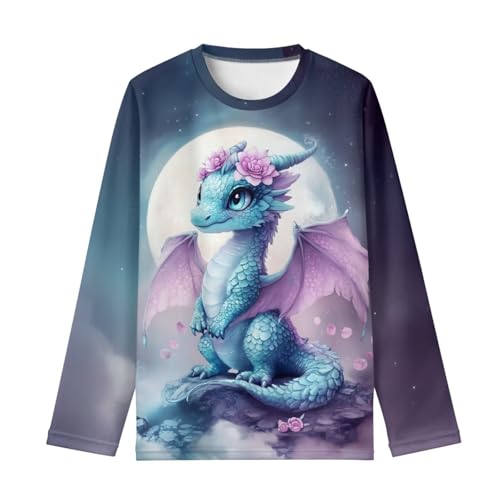 Image of WELLFLYHOM Long Sleeve T-Shirt for Boys Girls 3-16 Years Old Tee Tops Crewneck Pullover Shirts Fall Outfits