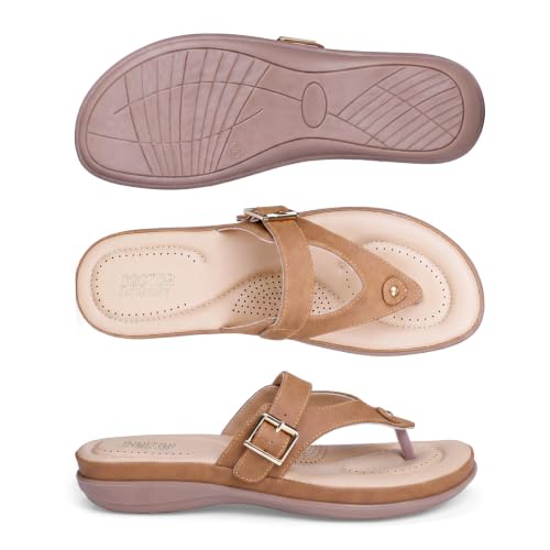 Image of DOCTOR EXTRA SOFT Women's Flat Comfortable Memory Foam Slippers /Flip-Flops Fashion Stylish Casual Diabetic Orthopedic Lightweight Synthetic Slip-on Sandals with Adjustable Strap for Girls /LadiesD-623