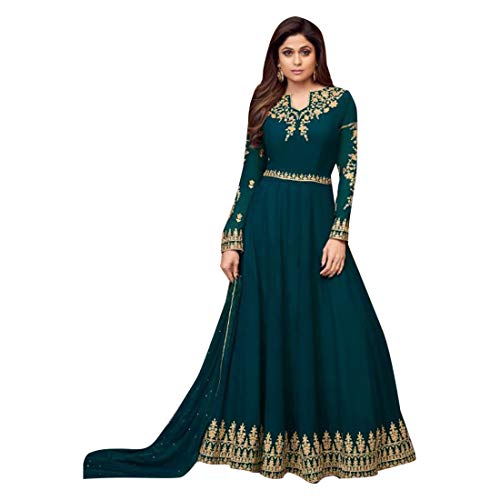 Pine Green Indian Ethnic Anarkali Salwar Kameez Lunghe Donne Musulmane Vestono Bollywood Abaya Designer Wedding 7546