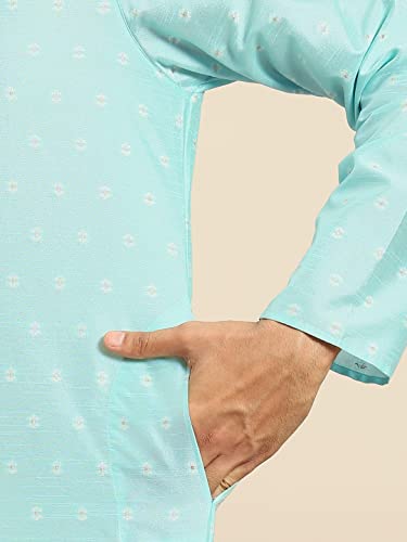 Image of Men's Navy Blue Cotton Festive Wear Regular Fit Woven Design Kurta | Indian Wedding Wear Kurta | Festive Ethnic Kurta
