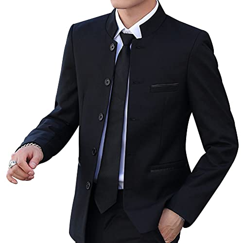 Men Casual Suit Blazer Jackets Stand Collar Business Sport Coats Jacket Slim Fit Button Solid Chinese Tunic Suits Prom