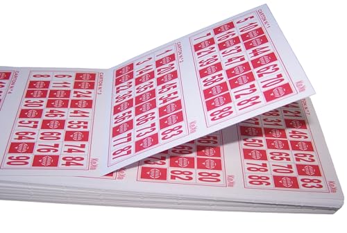 KEKA 300 Cartones de Bingo de 90 Bolas (Rojo)