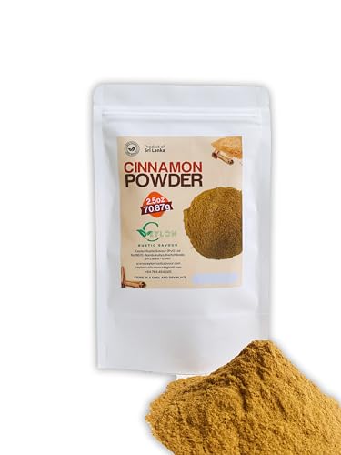 Organic Premium Ceylon Cinnamon Powder Product of Sri Lanka 2.5oz Premium Quality, Gluten-Free, Non-GMO - Resealable Zip lock Pouches for Baking, Cooking & Beverages True Cinnamon 100% Raw From Sri Lanka Authentic Sweet sticks- For Tea and Baked Goods, Gluten Free