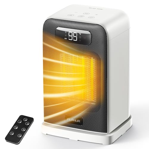 43% off - FLANUR Space Heaters for Indoor Use, 1500W Small Desk Heater 2 in 1 with Remote, Thermostat, LED...