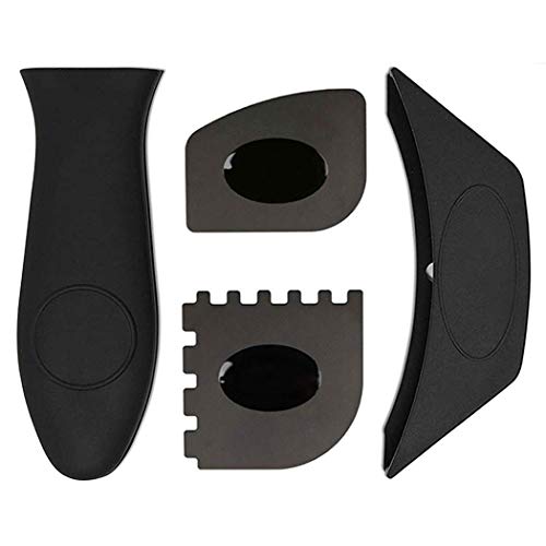 Silicone Hot Handle Cover, Pan Scraper, Grill Scraper Cleaners, Assist Pan Holder