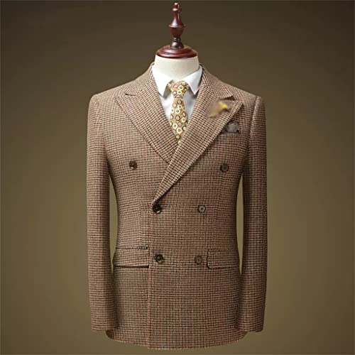 Suit Men's Suit Fit-fit British Small Plaid Formal Business Casual Wedding Banquet Suit Three-Piece Suit(X-Large)3