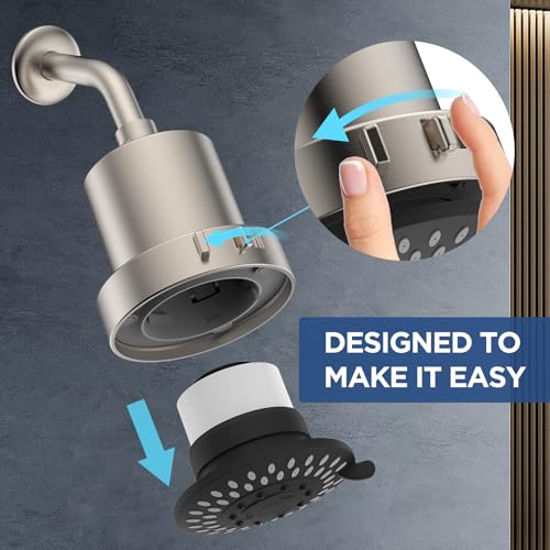 Image of 4 Inch Filtered Shower Head with 5 Settings, HOPOPRO Showerhead with Filter