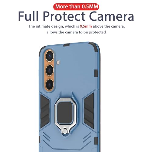 Image of Pikkme Samsung Galaxy S24 5G Back Cover | D5 Tough Armor Bumper | 360 Protection Case | Ring Holder Stand Case for Samsung Galaxy S24 5G (Blue)