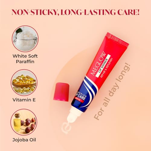 Image of Meglow| Lip Shiner | Repair & Replenish | SPF 15 Lip Shiner for Lip Care | Lip Balm for Shiny and Glossy Lips | Lip Balm for Chapped lips (Pack of 6)