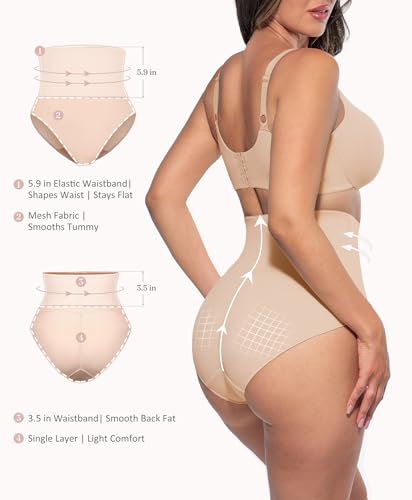 FeelinGirl Tummy Control Underwear for Women Mid-Waisted Stomach Shapewear for Women Seamless Body Shaper Panties2