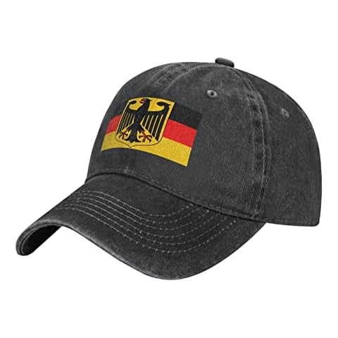 AUMIDO Deutschland Germany and Flag Unisex Vintage Washed Baseball Cap Adjustable Hat Trucker Outdoor Cowboy Men Women Dad Casual Classic Sports Black Cover