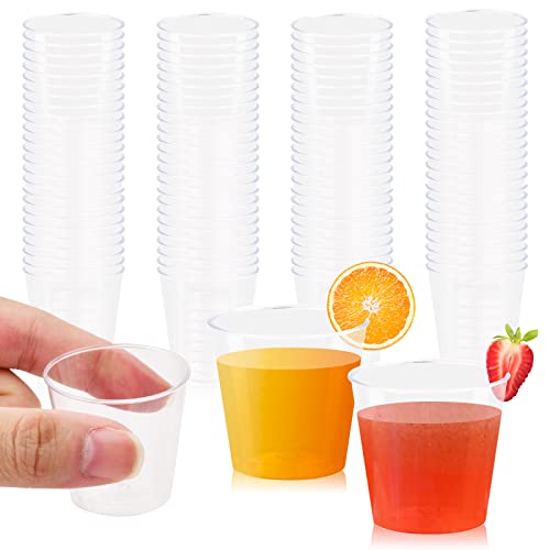 Anseom 100PCS Bicchieri Shot in Plastica 30ml Riutilizzabili Bicchieri di Plastica Bicchieri Plastica Dura Trasparenti Ideali per Feste Colpi di Gelatina Piccoli Dessert Salse