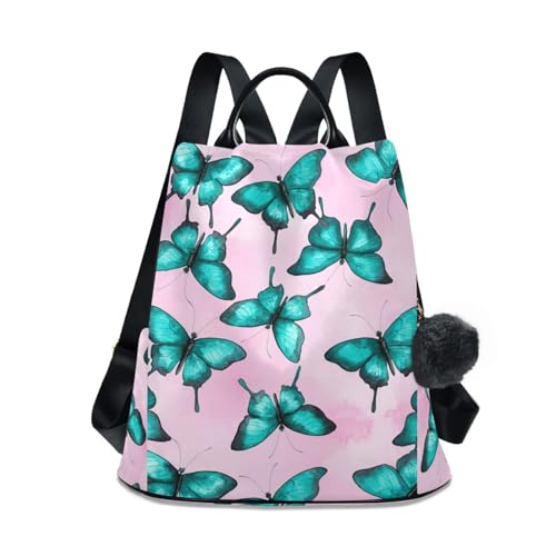 Sac à dos de voyage pour femme papillons turquoise sac tendance décontracté cabine