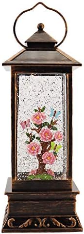 Victory Creative Butterfly on Blossom Lighted Snow Globe Lantern 11" Snow Globe with Swirling Glitter, Battery Operated, Timer & USB