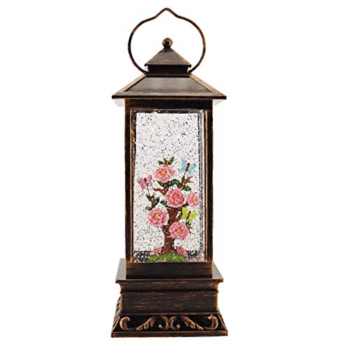 Victory Creative Butterfly On Blossom Lighted Snow Globe Lantern 11" Snow Globe With Swirling Glitter, Battery Operated, Timer & Usb #TOP26