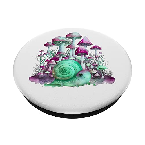 Mushrooms and Snail Autumn Forest Mushroom PopSockets Swappable PopGrip, Black - Image 2