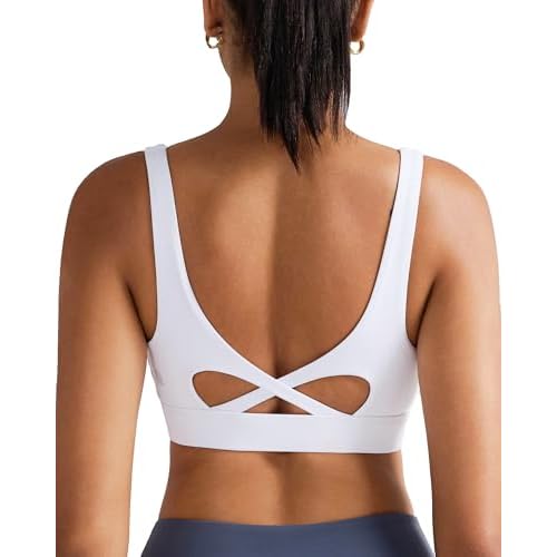 RUNNING GIRL Sports Bra for Women High Support, Molded Cup High Impact Sports Bras with Sewn in Pads Workout Running Bra White XX-Large
