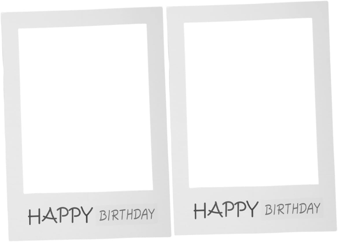 Happy Birthday Paper Photo Frame Props 2pcs White and Black Birthday Party Photo Booth Decorations Selfie Festival Supplies