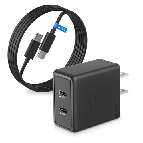 25W Super Fast Charger for Samsung Galaxy A17 A16 A15 A14 5G A56 A55 A54 A53 A52 A36 A32 A31 A41 A51 A71 A23 A34 A24 S26, Dual USB C Ports Travel Adapter with 6.6FT Type C Cable Cord
