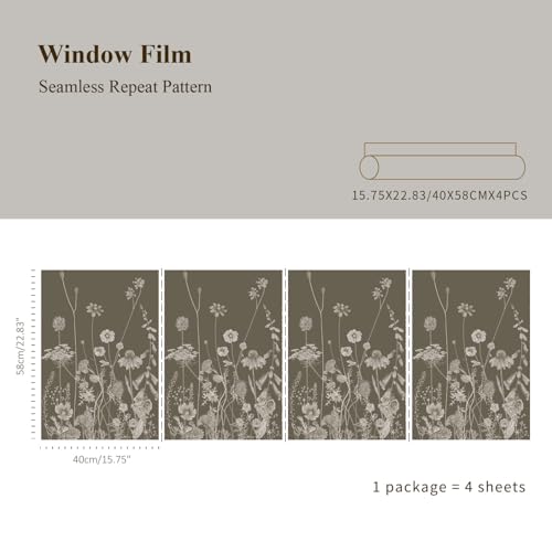 Película Para Ventanas Decorativa Floral Estática 58x160cm miniatura 2