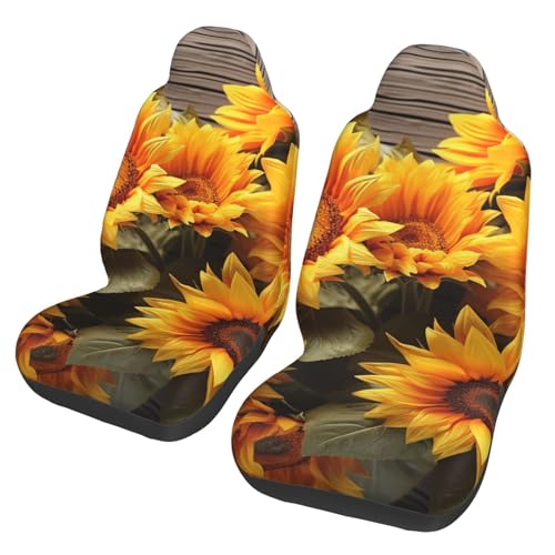 Housse de siège avant de voiture respirante et fleurie avec motif tournesol en lot de 2