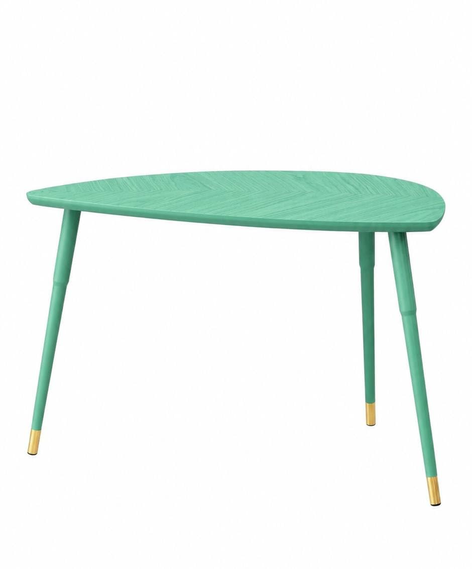 Generisch Petite table basse verte 77 x 39 x 51 cm – Table de canapé moderne avec aspect bois et pieds en métal – Table d'appoint scandinave pour salon – Table basse rétro Mid Century Vert menthe