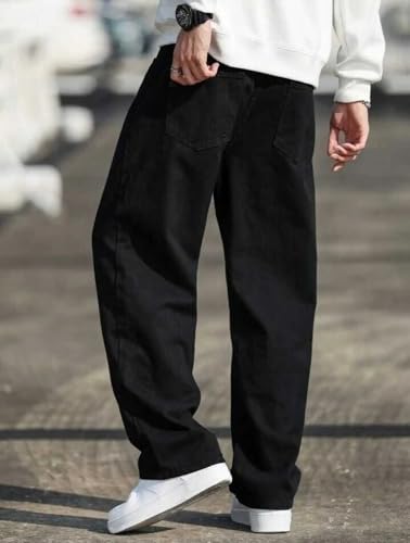 Image of Men's Baggy Fit Jeans - Loose Fit High-Rise Denim - Comfortable Casual Wear Jeans for Men - Trendy Street Style Denim Pants