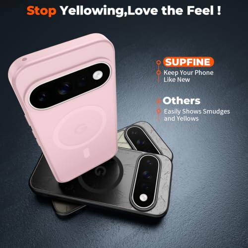 Image of SUPFINE Magnetic for Google Pixel 11 Pro XL Case - Pink | With Screen Protector,Translucent Matte,Built-in Magnets,Military Grade Drop Protection,Shockproof Phone Cover