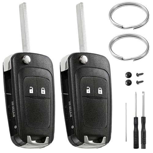 2 Piezas Carcasa Llave 2 Botones Compatible con Opel Adam Astra J Insignia Meriva B Mokka Zafira y Chevrolet Cruze Aveo Orlando Spark Trax Captiva Matiz Mando a Distancia Funda Llave Coche de Repuesto