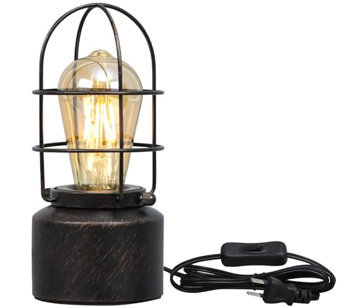 szbritelight テーブルランプ アンティーク 間接照明 おしゃれ テーブルライト レトロ 鉄ベース スイッチ付き ST64 エジソン電球付き 電球色 450lm 電気スタンド ベッドサイド パンクスタイル 寝室 インテリア 装飾ランプ 全方向