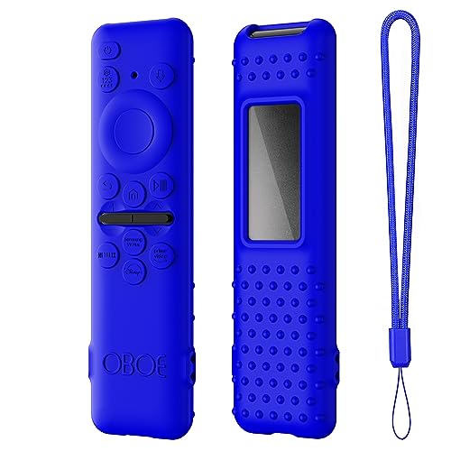 Image of Oboe Silicone TV Remote Cover Compatible with Samsung Smart TV Remote 2023 Model TM-2360E Protective Key Cover Case with Lanyard (D-Blue) [Remote NOT Included]