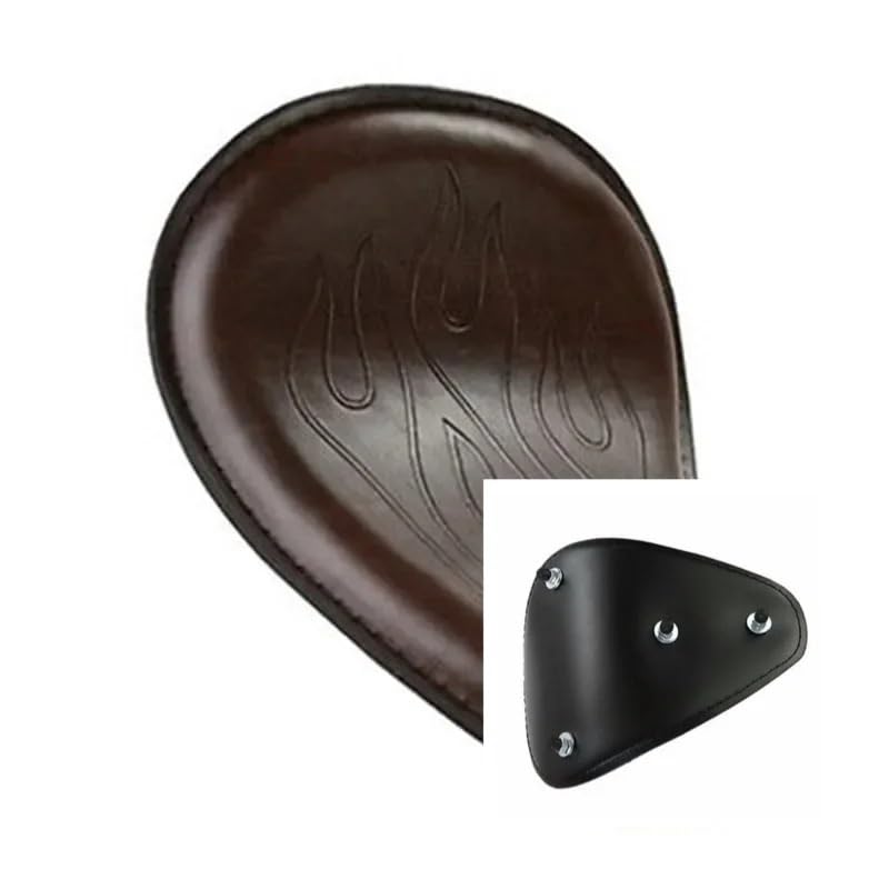 Asiento de una plaza de cuero marron con llamas para moto Harley XL 2