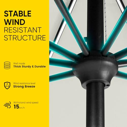 Image of Tempera Patio Market Outdoor Table Umbrella with Auto Tilt and Crank, Large Sun Umbrella with Sturdy Pole & Fade Resistant Canopy, Easy to Set