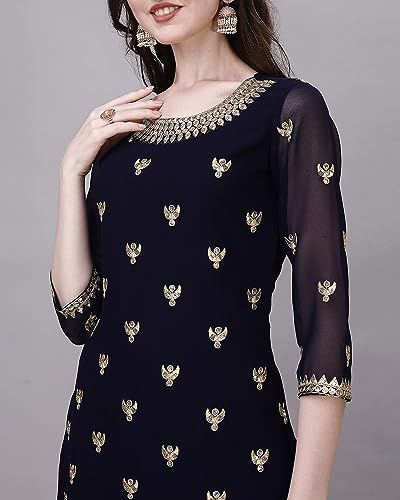 Image of PATISOL Women's Georgette Kurta Set with Dupatta