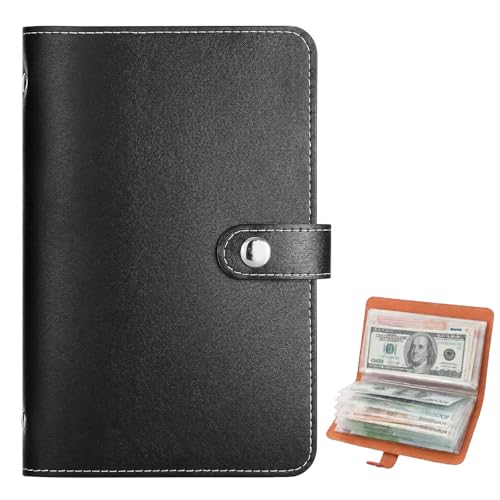 Money Saving Wallet Savings Challenge Book for Couples Money Saving Wallets for Cash UK Saving Notebook & Binder with 100 Envelopes Saving Challenge UK (Black)